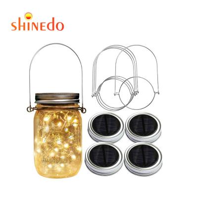 China Garden LED Fairy Lights Solar Powered Solar Pot Light For Decor Changing Deco Noel Garlande Lumineuse de Jardin Mason Jar Lid Insert Color for sale