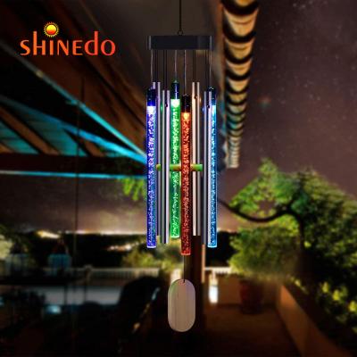 China Solar Panel +Aluminum & PMMA Solar Powered Tubes +Nylon LED Wind Chime, Portable Color Changing Spinner Wind Chime Spiral Wind Bell Outdoor Decorative Light for sale