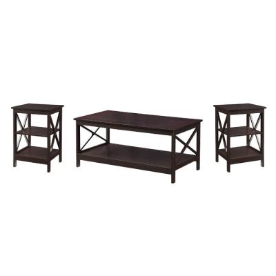 China Dark Wooden Side Table (Size) Nordic Adjustable Rectangle 3pcs Square 3 Pieces Three Coffee Table Set for sale