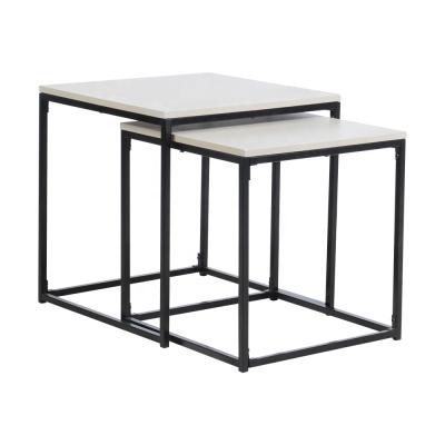 China Eco - Friendly Modern Side Table With Put Shelf Storage Coffee Table With Metal Leg for sale