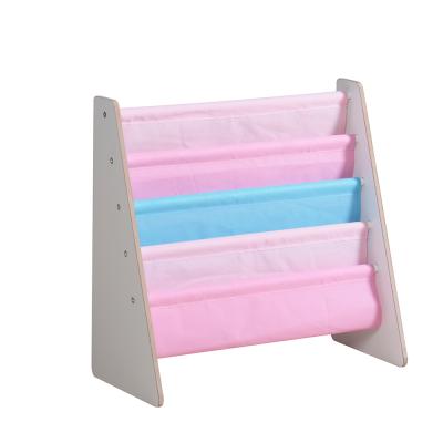 China Adjustable Easy Access Wooden Children's Book Storage Clamp (Other) Colorful Storage Rack Shelf With Primary Colors for sale