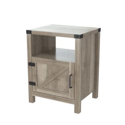 China BSCI Door Bare Wood Nightstands Modern Farmhouse Accent End Table with Open Shelf for sale