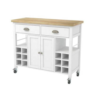 China PANEL Kitchen Serving Cart Wooden Cart, White Kitchen Island, Kitchen Furniture for sale