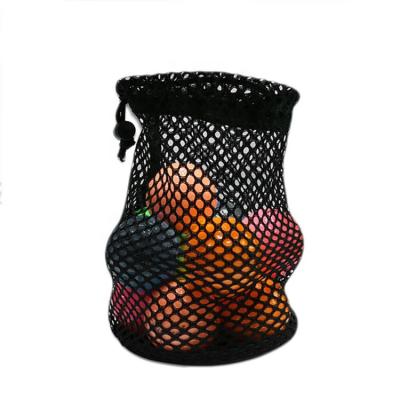 China Durable Nylon Golf Ball Mesh Net Bag Black Golf Tennis Balls Pocket for sale