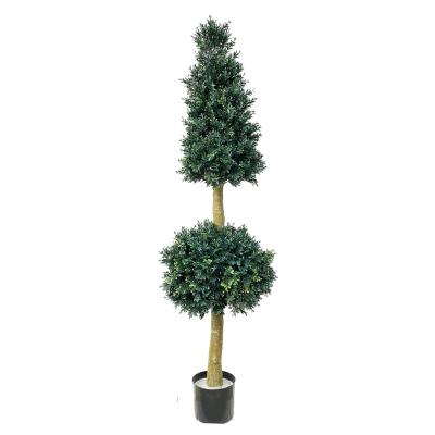 China Art Decor Factory Supplier Price Artificial Plants UV Boxwood Cone Ball Shaped Outdoor Home Decoration for sale