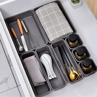 China 8 Pack Office Drawer Organizer Tray Customizable Multi-Purpose Storage Tools for Makeup Bathroom Kitchen Office for sale