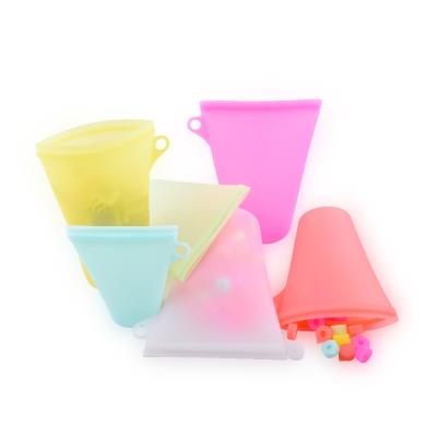 China Storgae BPA Free Leakproof Cup Pattern Storage Bags Reusable Silicone Food Bag With Zipper Lock for sale