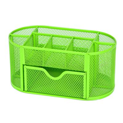 China Durable Eco-Friendly Organizer Pencil Pen Holder Metal Penalty Organizer Mesh Desk Table 9 Grids Design Storage Box Drawer for Tidying Tools for sale