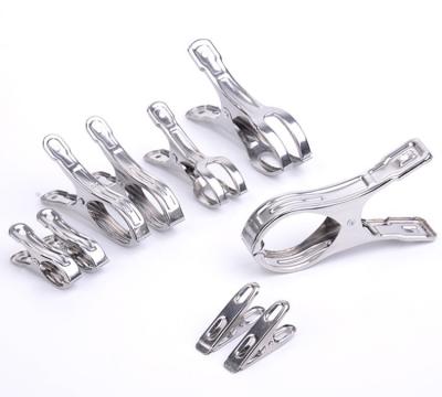 China Eco-friendly Materials Stainless Steel Finger Clips Clothespin Hanging Staples Hooks For Towel Clothes Home/Office Use for sale