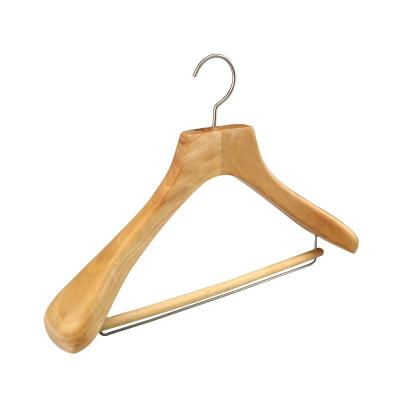 China 2021 Eco-friendly Material Luxury Lightweight Wooden Hanger With Velvet Bar Mens Wooden Suit Hanger for sale