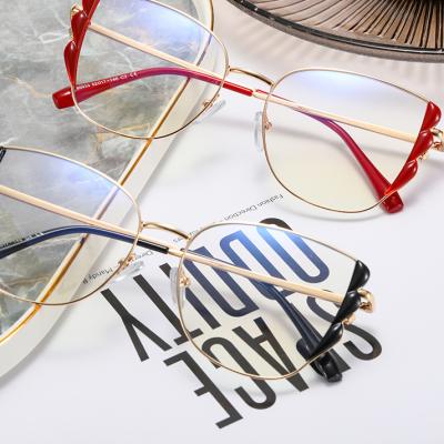 China New Fashion Design Women Metal Cat Eye Frames Anti Blue Light Bluelight Blocking Glasses For Ladies for sale