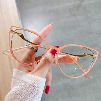 China 2022 New Fashion Fashion Women Anti Cateye Metal Frames Bluelight Blue Light Blocking Glasses For Ladies for sale