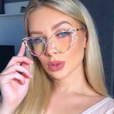 China For Cat Eye Clear Frames Spring Hinge Glass Blue Light Blocking Glasses Anti Reading Glasses Fashion Design For Women for sale