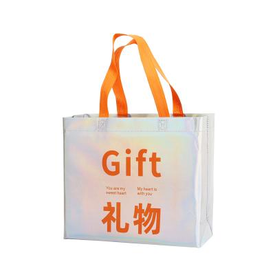 China PP Cartoon Laser Shining Fashionable Style Reusing Printed PP Clothing Shoe Store Nonwoven Shopping Bag for sale