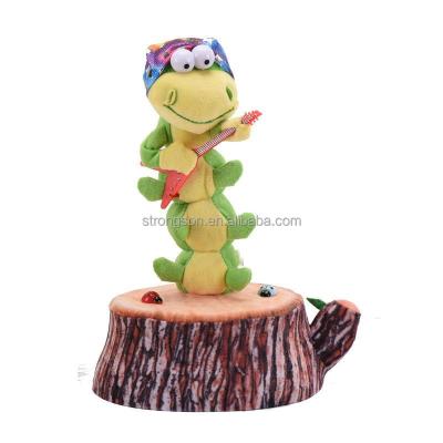 China Toy Stuffed Animal Play Cartoon Saxophone Caterpillar Guitar Can Sing Plush Toy Dancing Caterpillar Electric Toy for sale