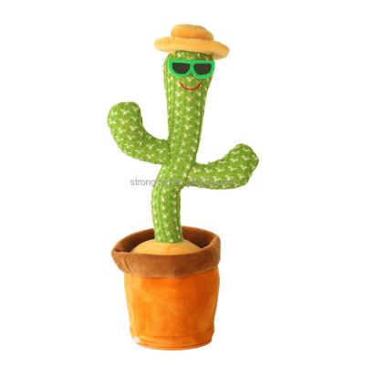 China Cartoon Toy Soft Plush Electric Toys Stuffed Toy Dancing Cactus Singing Straw Hat Cactus Toys Saxophone for sale