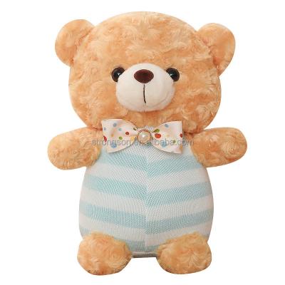 China Animals Plush Toy With Bow And Clothes Striped Plush For Kids Babies Lace Small Blue Teddy Bear for sale