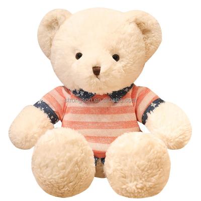 China Large Animals Plush Toy Big Stuffed Animal for Kids Babies with Custom Striped T-Shirt Personalized Text Giant Teddy Bear Graphic for sale