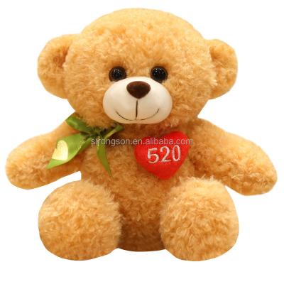 China Animals Small Teddy Bear with Custom Satin Tie and Red Heart Plush Toy Stuffed Animal for Kids Babies Babies Red White Brown Black for sale