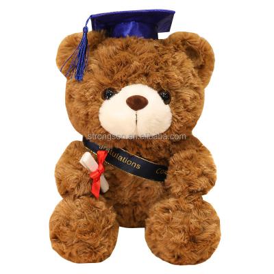 China Small Graduation Animal Plush Toy Stuffed Animal with Bachelor Hat Embroidered Graphic Personalization for GiftTeddy Graduate Bear for sale