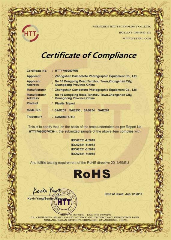 RoHS - Zhongshan Cambofoto Photographic Equipment Co., Ltd.