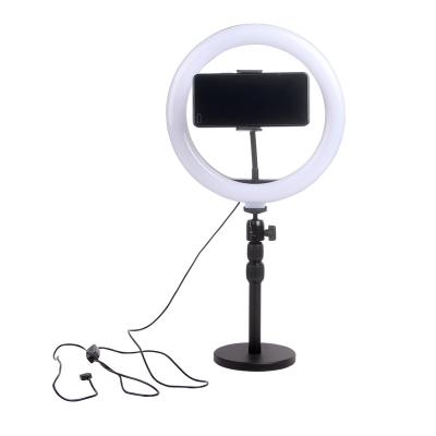 China New Design PORTABLE Detachable Base Aluminum Alloy Broadcast Studio Tripod Live Streaming Desktop Stand with Beauty Lights Phone Holder for sale