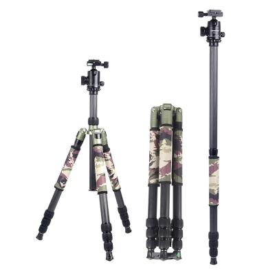 China 1800cm Fiber PORTABLE Multifunctional Professional Tripod Lightweight Carbon Travel Camera Tripod With Monopod 360 Rotation Ball Head for sale