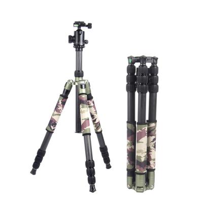 China New high quality hot sale PORTABLE carbon fiber professional video camera 67 inch tripod stand monopod with 360 panoramic ball head for sale