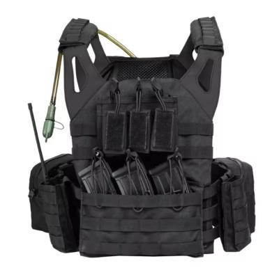 China Tactico Black Leather Shoulder Molle Pouches Plate Carrier Training Tactical Vest With Water Bag for sale