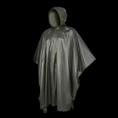 China Olive Green Breathable Polyester Poncho Raincoat for Outdoor Activities for sale