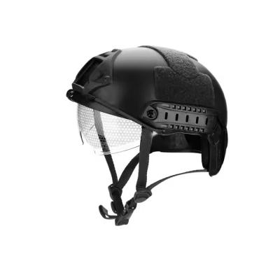 China Durable Black Tactical Protective Helmet With GLASS For Tactical Training for sale