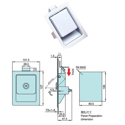 China Modern XK101YWS RV Car Paddle Entry Door Lock, Lock Handle Knob Deadbolt Camper Trailer for sale