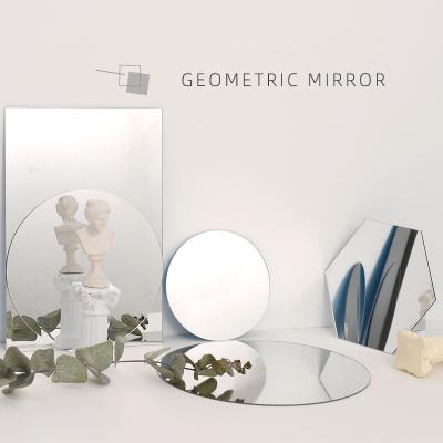 China Easy To Clean Round Rectangle Mirror Backdrops Reflection Effect Geometric Photography Props Pulling Oranments for sale