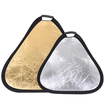 China Photography Studio Accessories Photography 2in1 30cm 60cm 80cm Gold Triangle Photo Silver Reflector With Handle for sale