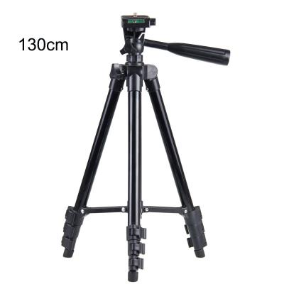 China 3-Way Head Allows for Tilt and Swivel Movement 51inch Extendable Phone Tripod Lightweight Aluminum Black Tripod Mount for sale