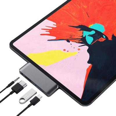 China Customize USB Dock Station Hub Ports For USB Type C To HDTV Audio PD 3.5 Dock For Ipad Pro Hub Station AN-HB-003 for sale