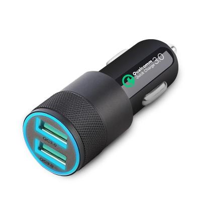 China New Promotion 36W 2Port 3A QC3.0 Metal Car Charger 12V-24V Smart USB Car Charger China-chic Car USB Charger For Mobile Phone for sale