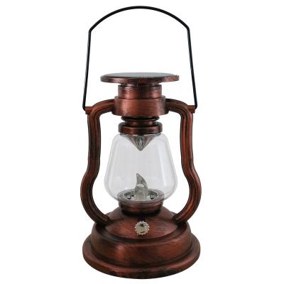 China Retro Residential Outdoor Waterproof Solar Led Kerosene Lamp Landscape Garden Light Flame Candle Camping Lamp Lantern for sale