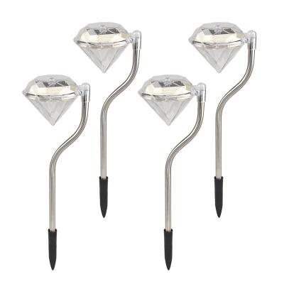 China Solar Garden Stainless Steel Diamond-shape Garden Yard Lights Decorative Lawn Lamp Outdoor Garden Decoration Light for sale