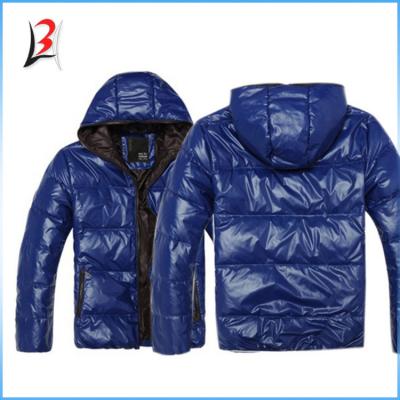 China LBH-52303 Factory custom printed bubble padded winter men's warm jacket men's coats shiny stripper jacket for sale