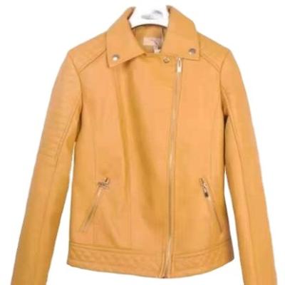 China Breathable LADY Bomber PU Leather Jacket In Stocks Garment for sale