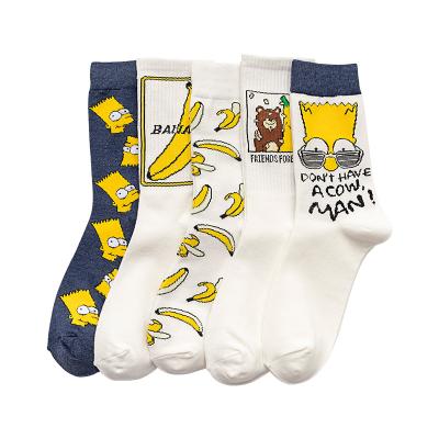 China QUICK DRY cartoon pattern fun banana fruit trend style college tube medium tide socks for sale