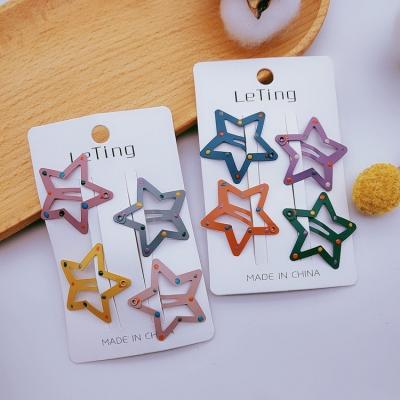 China Factory sales 3cm cute star pentagon candy mini little hair clip environmental protection paint drop clip for sale