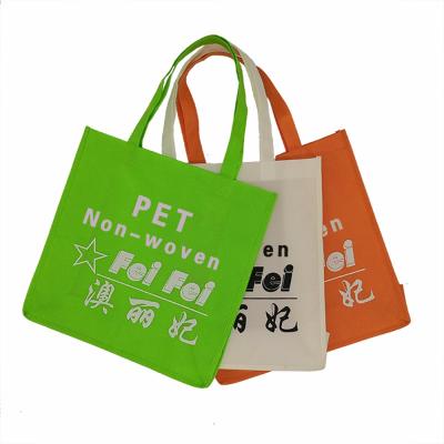 China 100% Advertising Recycled Polyester Eco-Friendly Custom Printed PET Large Non Woven Shopping Bag Grocery Tote Bags By Bulk for sale