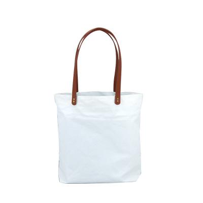 China 2020 Fashion Fashion Polyester 420D PVC Tote Shopping Bag With PU Leather Handle for sale