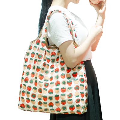 China Foldable Shopping Bag Polyester Eco Friendly Environment Printing Full Folding Large Capacity Shopping Bag for sale