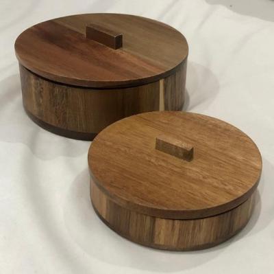 China Modern Design Kitchen Storage Wooden Box Wooden Salt Bowl Sustainable Storage Wooden Salt Rack With Lid for sale