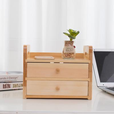 China Viable Wooden 3-Tier Shelf Organizer for Desk with Drawers, Mini Desk Storage for Office Supplies, Toiletries, Crafts, etc., Large Size for sale