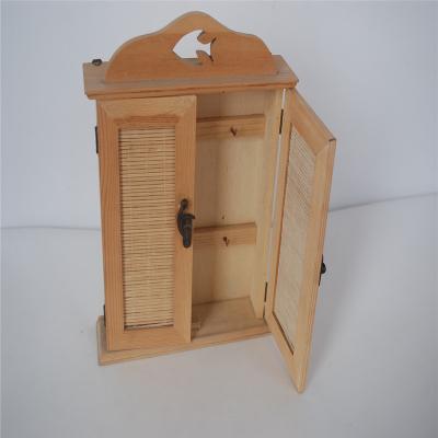 China Handmade Wall Mounted Glass Main Cabinet Box Door Box Holder Wooden Main Cabinet With 6 Hooks for sale