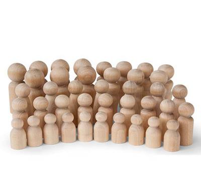 China Mini Toy Assorted Sizes Decorative 5 Of 40 Shapes Birch Doll Wooden People Set Include for sale